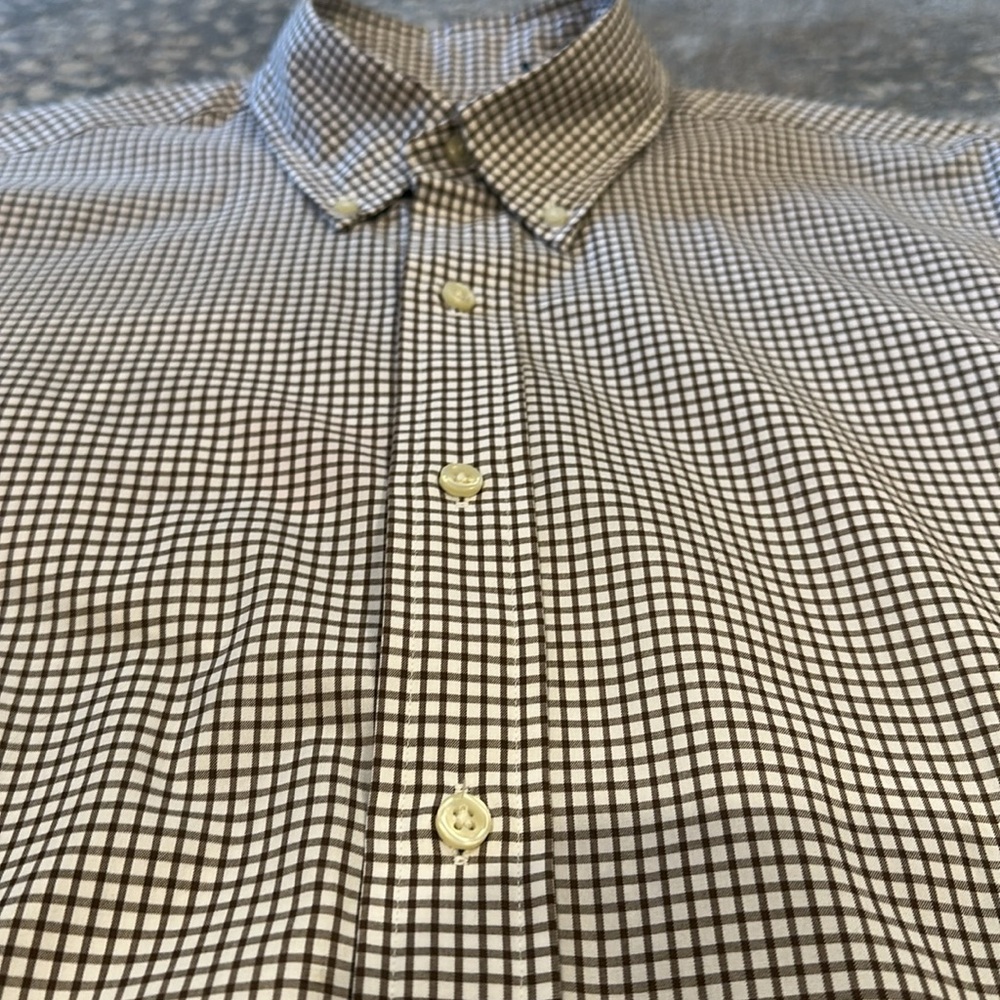 RALPH LAUREN BROWN AND WHITE CHECKERED SIZE M SHIRT - Picture 5 of 9
